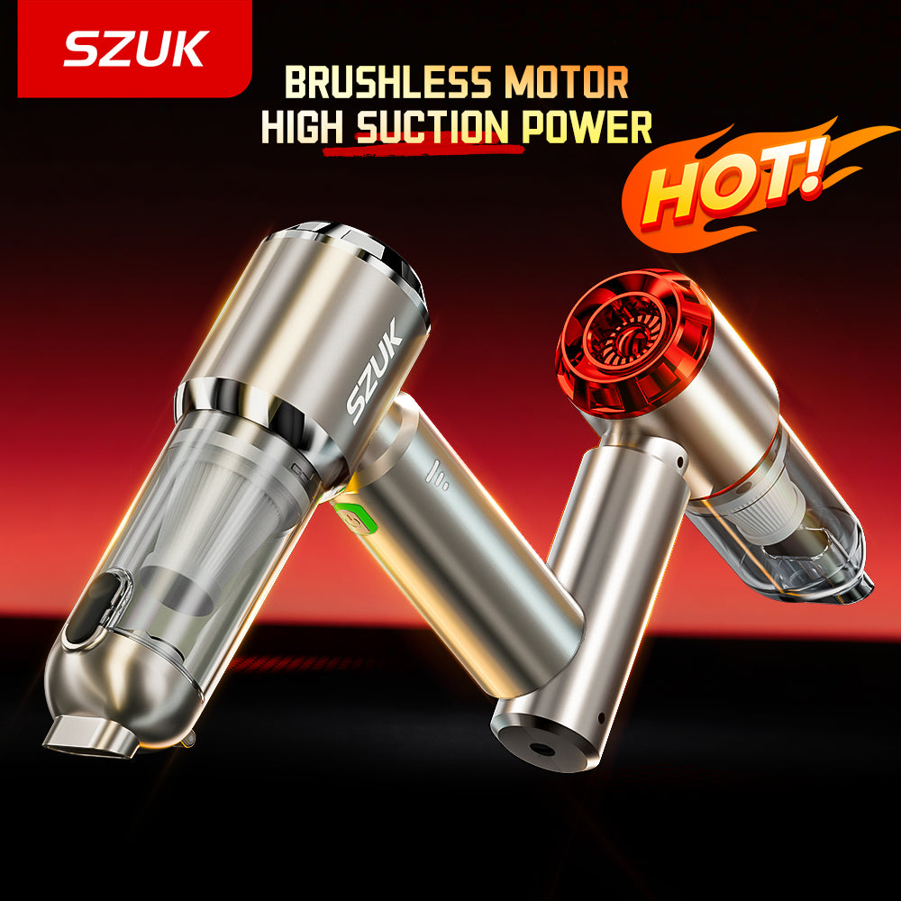 Aspirador mini sem fios – perfeito para carro e casa. 