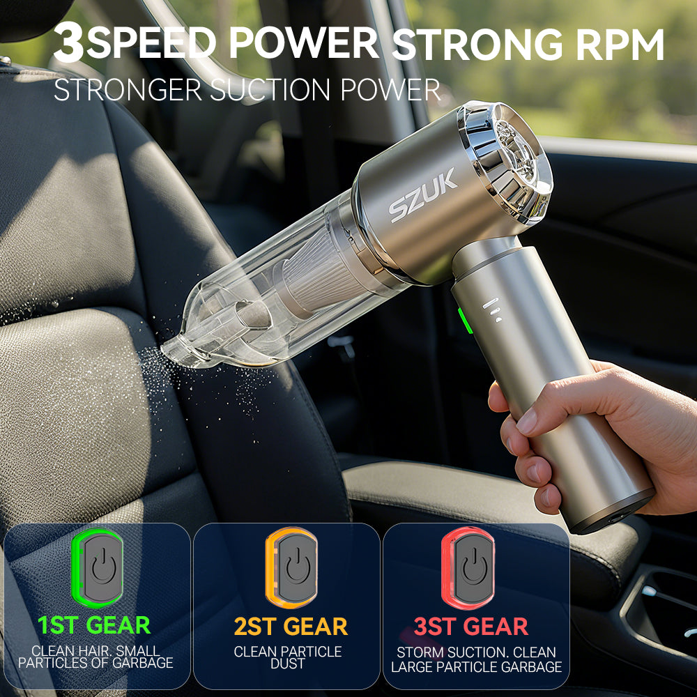 Aspirador mini sem fios – perfeito para carro e casa. 